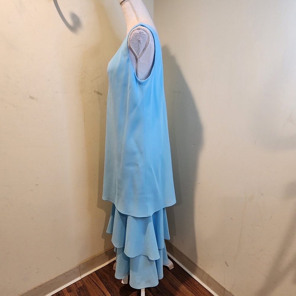 CATTIVA Elegant Layered Blue Sleeveless Midi  Dress Size 12 - Picture 10 of 11